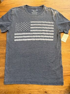 NWT Lucky Brand Men's Slate Gray American Flag Tee